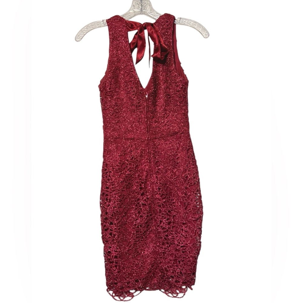 B. Darlin Sparkle Lace Minidress Bow‎ Tie Back Size 1/2 Burgundy Valentin… - Picture 4 of 6